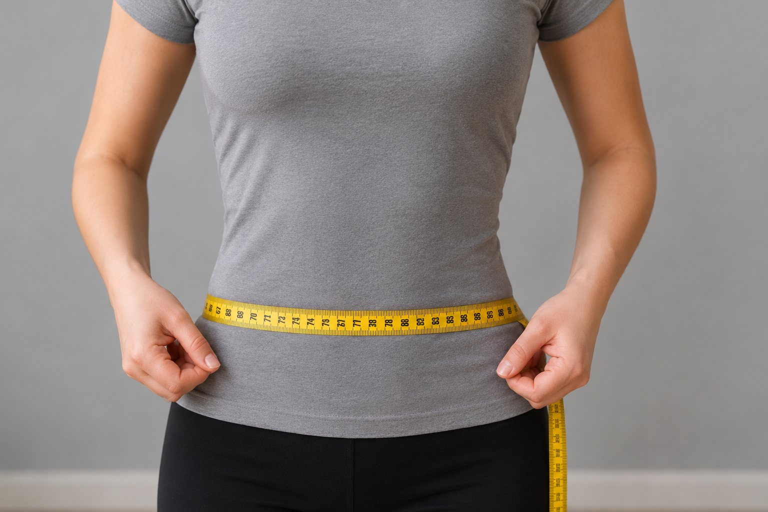 slim waist with measuring tape showing weight loss result